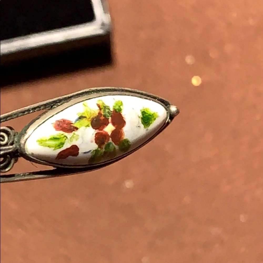 Handmade in USSR filigree hand-painted earrings - Picture 9 of 12